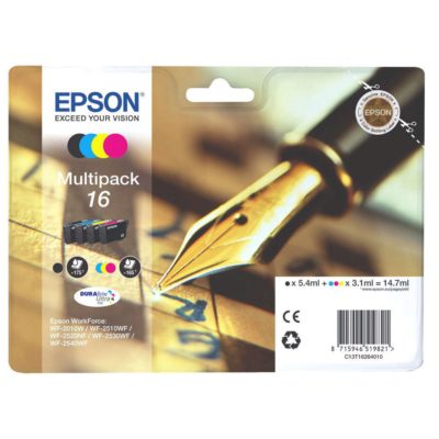 Epson Pen 16 DURABrite Ultra Ink, Ink Cartridge, Black, Cyan, Magenta, Yellow Multipack, C13T16264010